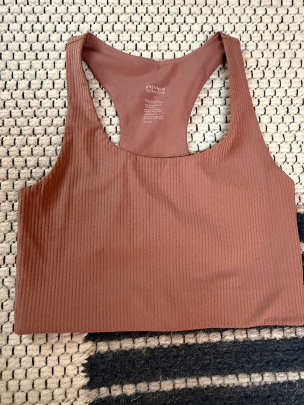 girlfriend collective ribbed tank crop top in dusty rose brown